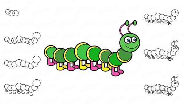 Мультипликационная гусеница