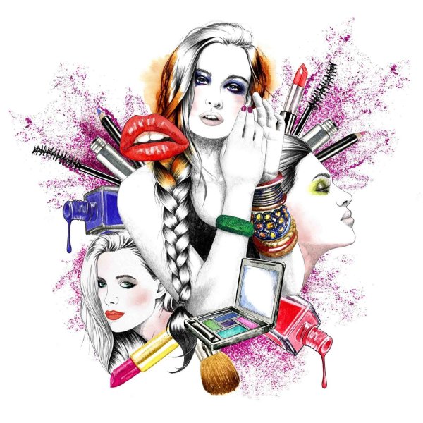 Нарисованная девушка с косметикой