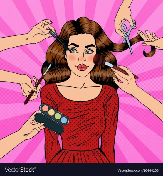 Поп арт девушка парикмахер