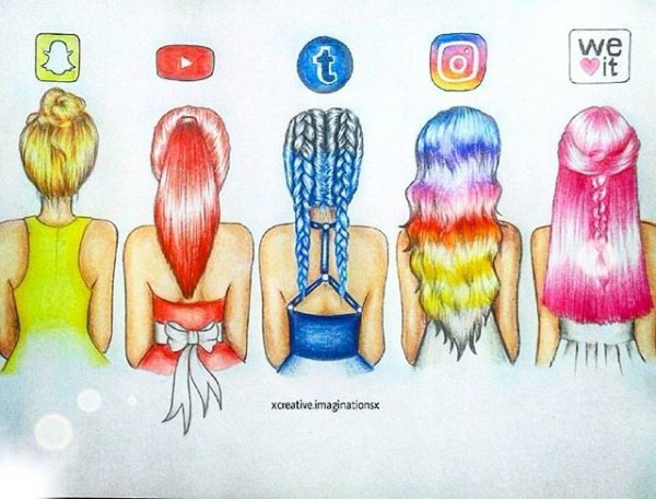 Рисунки для срисовки волосы легкие