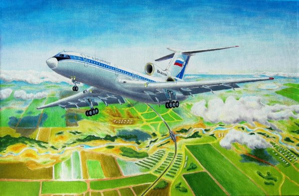 Авиации арт Жирнов авиалайнер ту 154