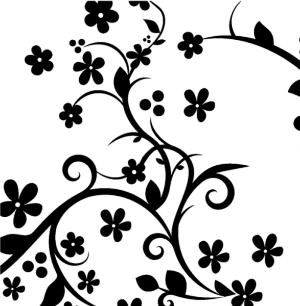 Цветочный узор черно белый