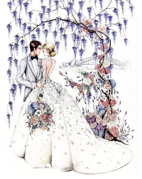 Свадьба стильная иллюстрация