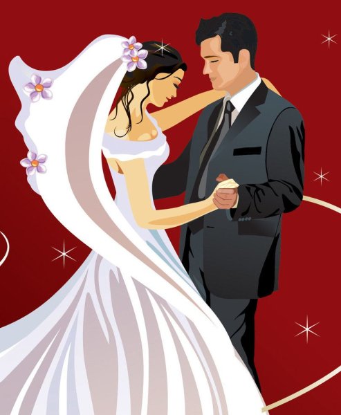 Молодожены иллюстрация