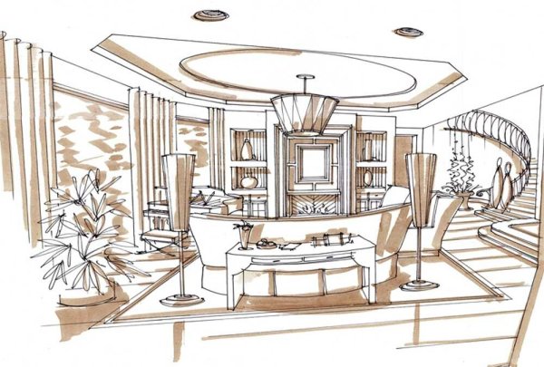 Интерьер эскиз графический