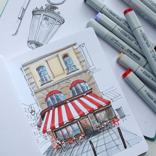 Рисование маркерами для скетчинга