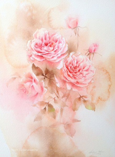 Нежный букет акварель