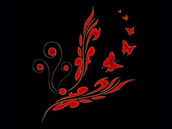 Цветочный узор на черном фоне