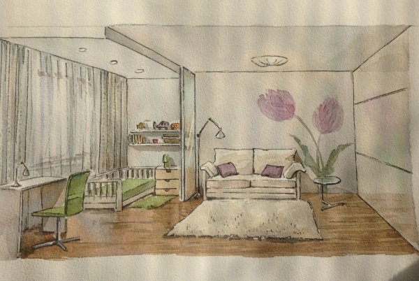 Эскиз гостиной комнаты