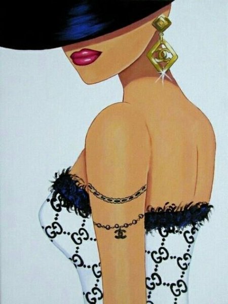 Нарисованная девушка в шляпе