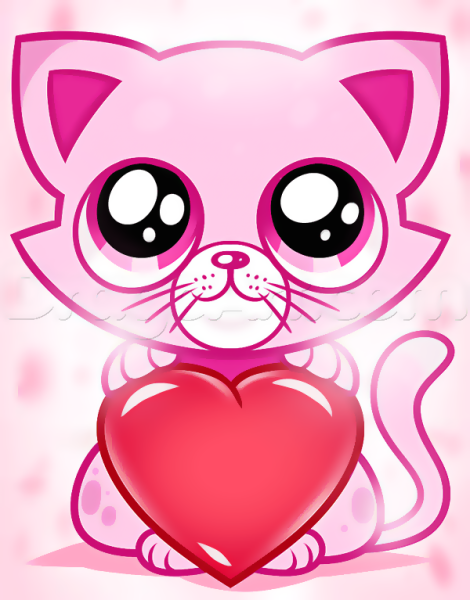 Милый котик с сердечками