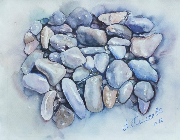 Галька акварелью