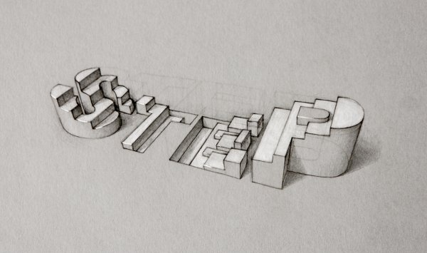 Объёмные надписи карандашом
