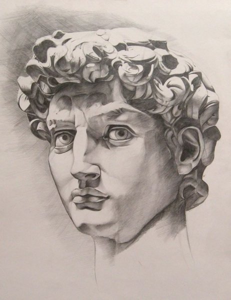 Женский портрет в профиль карандашом