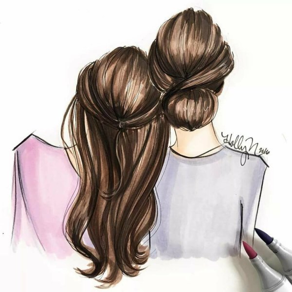 Нарисованные девочки подруги