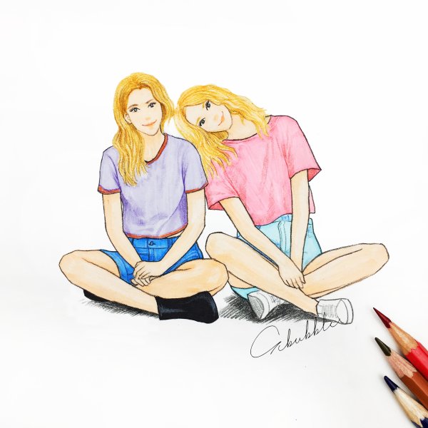 Подружки карандашом