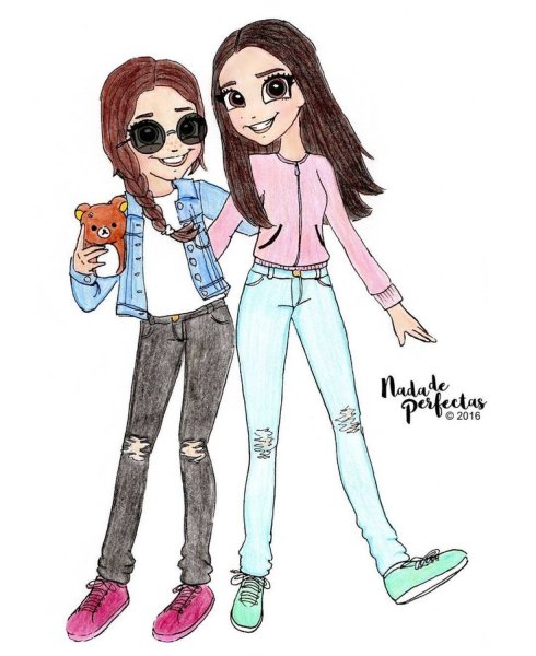 Две девочки в мультяшном стиле