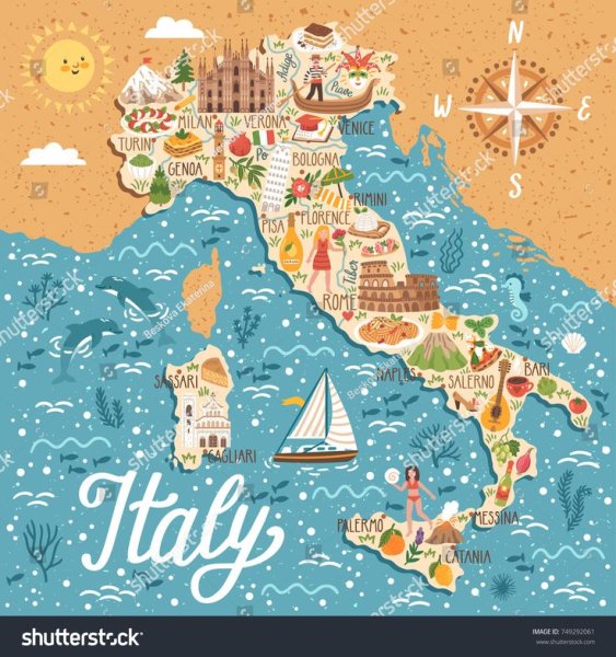 Карта Италии для детей