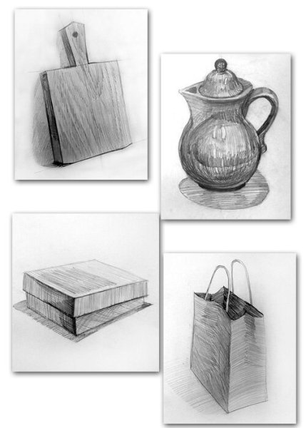 Наброски карандашом предметы