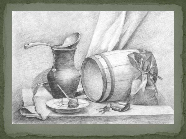 Тематический натюрморт карандашом