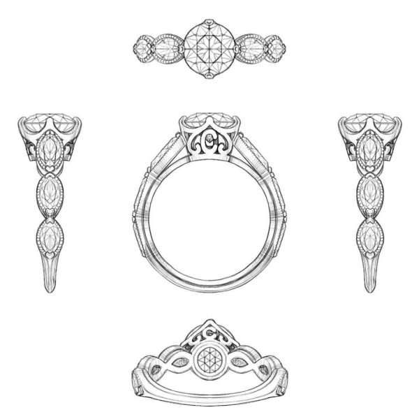 Кольцо с бриллиантом карандашом