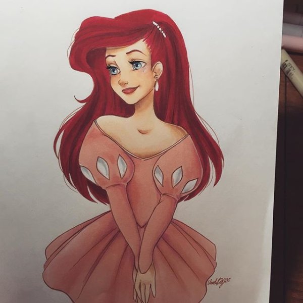 Портреты принцесс Диснея карандашом