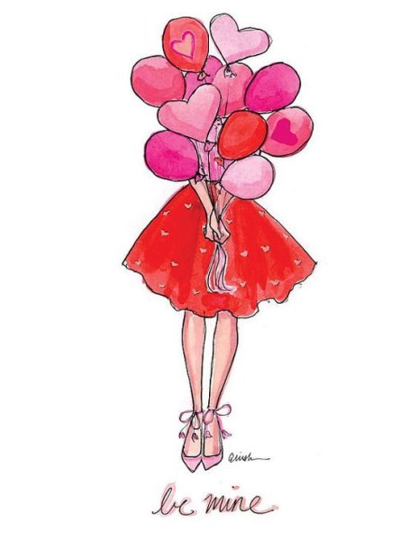 Нарисованная девушка с шариками