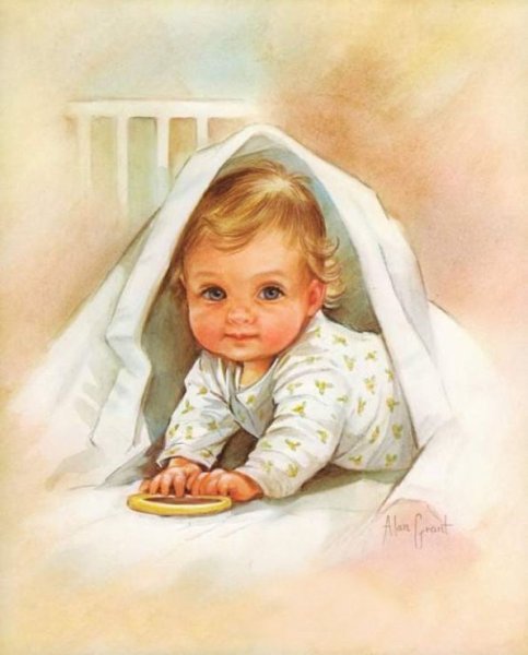 Младенец акварель