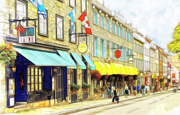 Акварель колоритные улочки Парижа