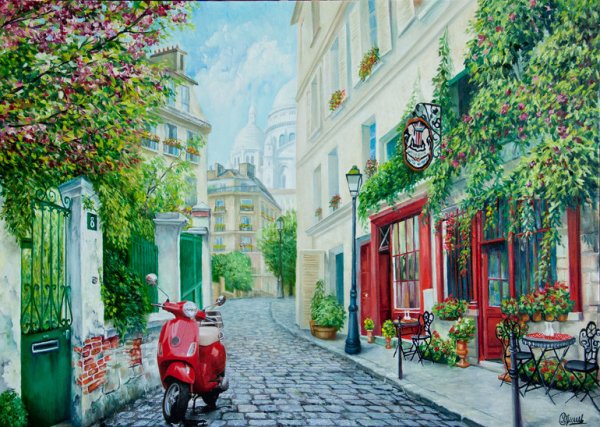 Акварель пейзаж скетч Париж