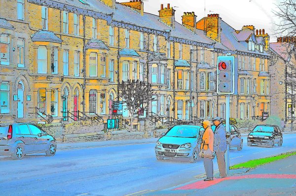 Город цветными карандашами