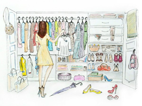 Нарисованный шкаф с одеждой