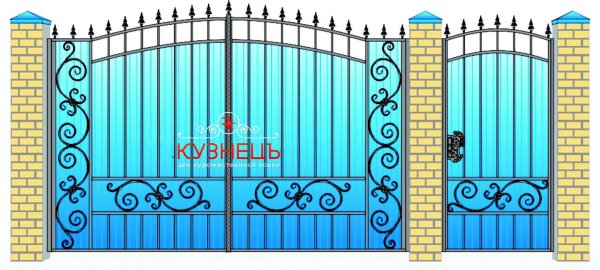 Ворота из профнастила с ковкой