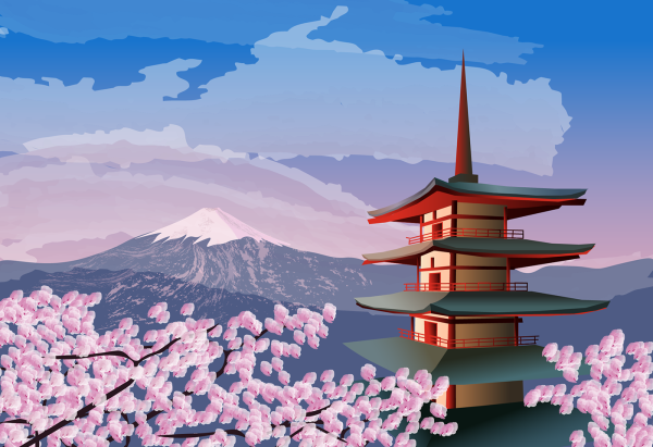 Япония гора Фудзияма арт