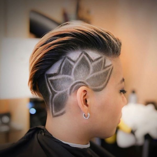Узоры на висках стрижки
