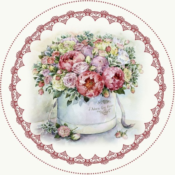 Декупаж цветы круглые