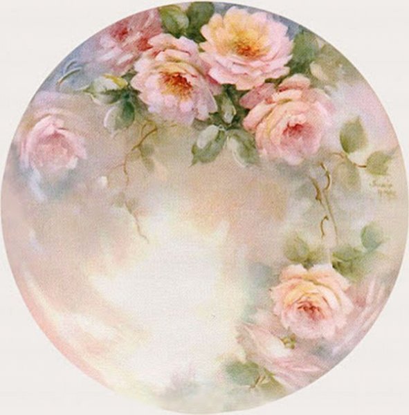 Винтажные цветы в круге