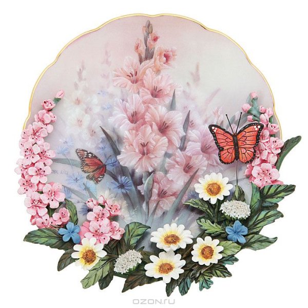 Круглое панно с цветами