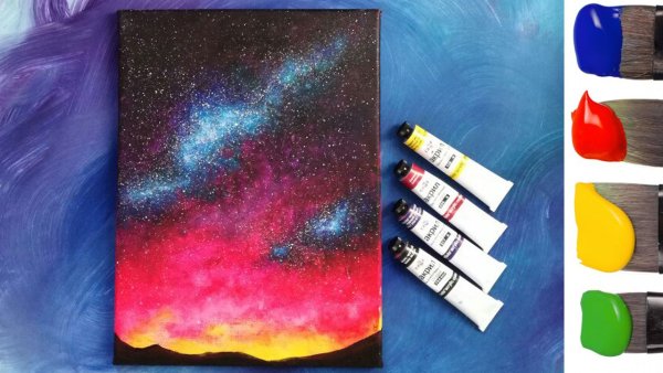 Картина губкой и акрилом