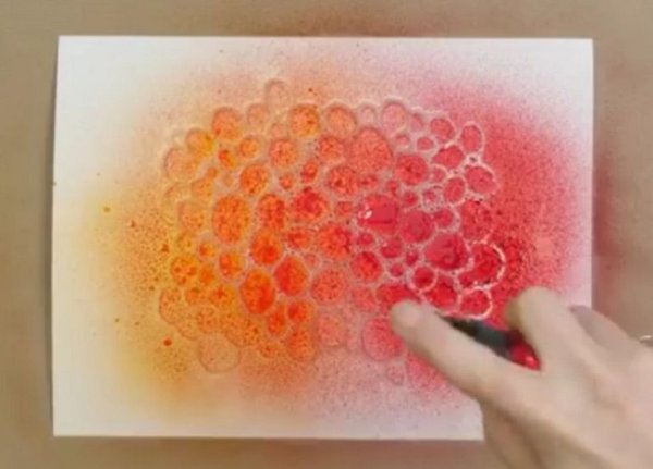 Рисование губкой гуашью