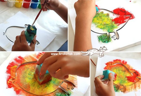 Рисование дерева губкой