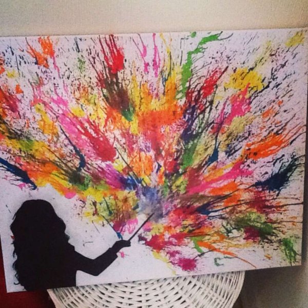 Рисование губкой через трафарет