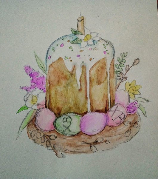 Пасхальный кулич рисование
