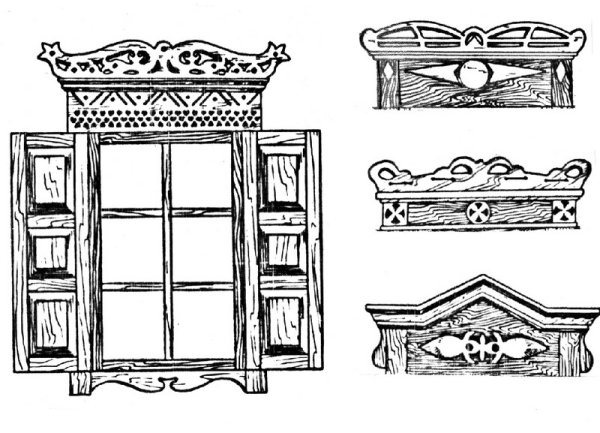 Эскиз окна русской избы