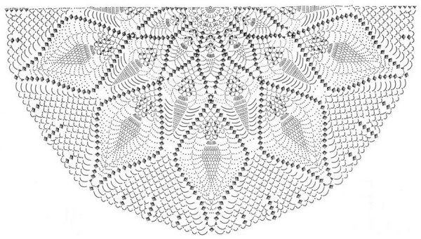 Схема вязание крючком шали узор ананас