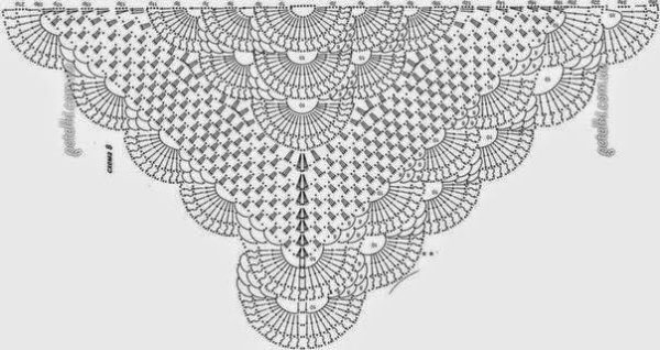 Шаль с веерным узором