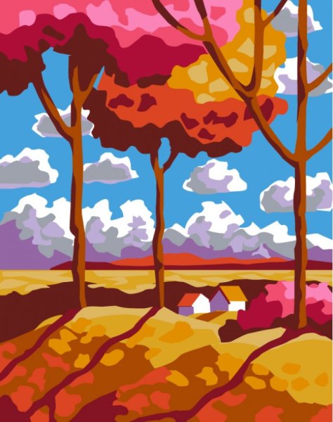 Пейзаж нарисованный в пейнте