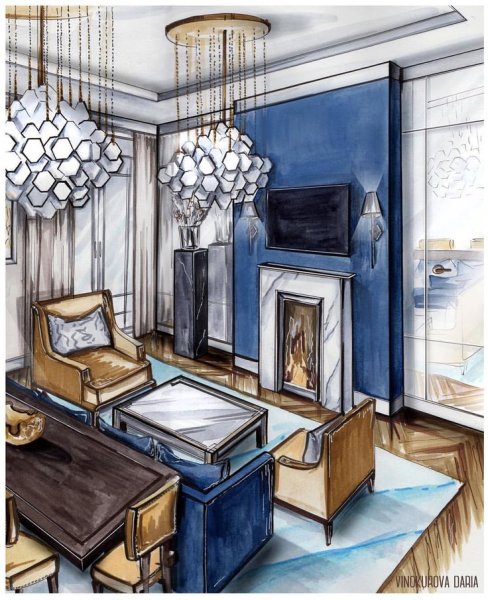 Дизайнерские скетчи интерьера