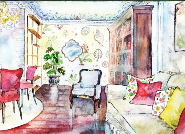 Акварельные эскизы интерьеров