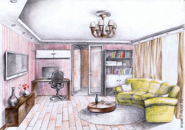 Гостиная в перспективе